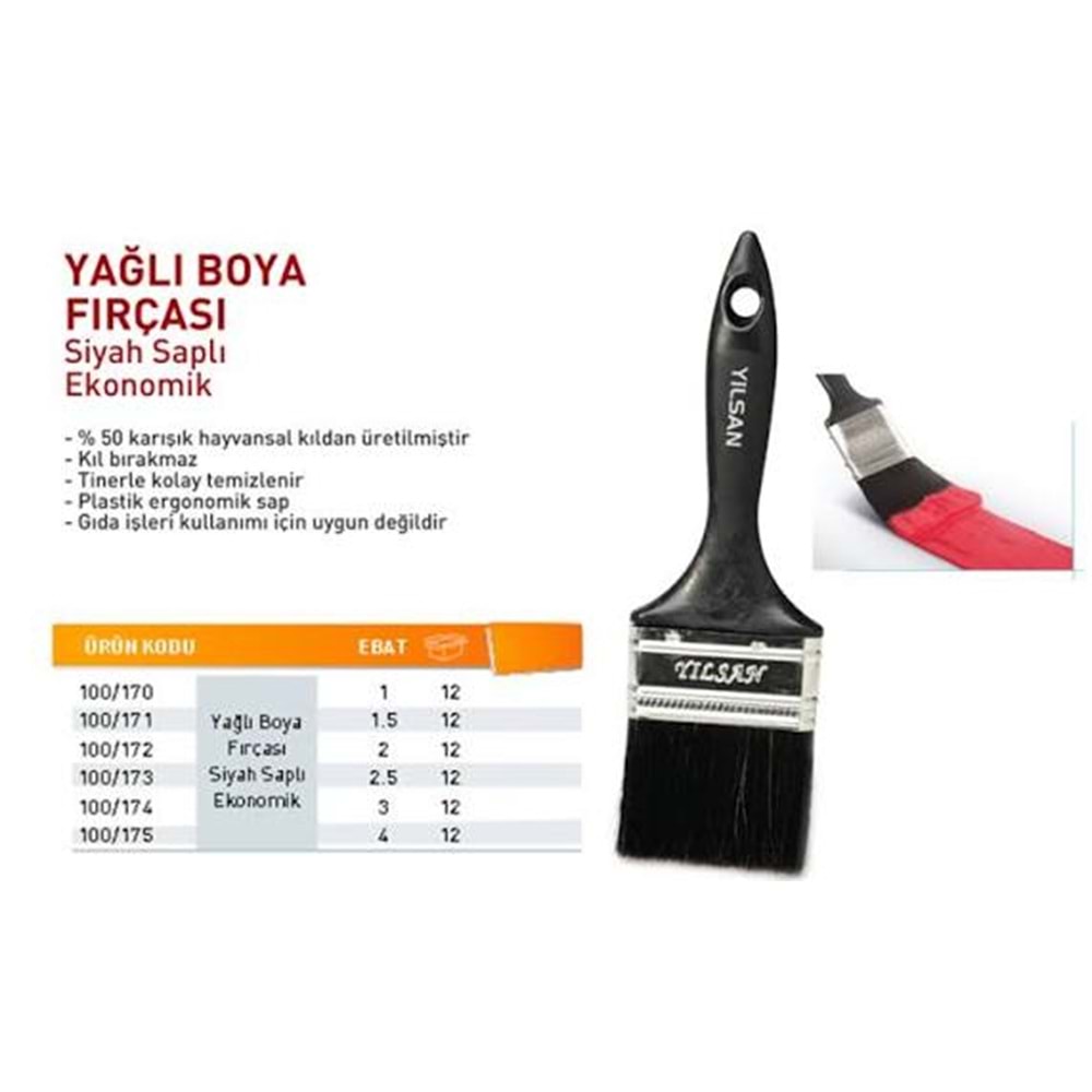 YILSAN NO:1 SİYAH SAPLI YAĞLI BOYA FIRÇASI