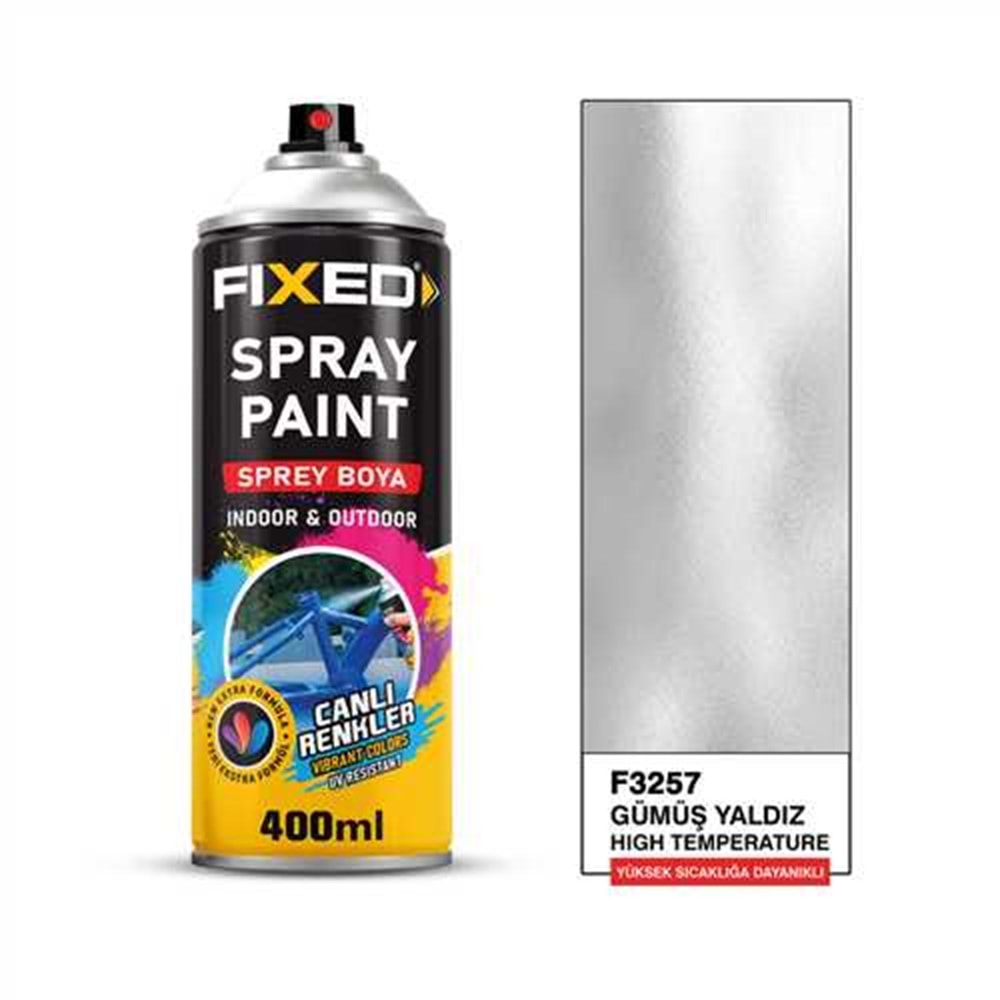 F3257 SPREY BOYA AKRİLİK - GÜMÜŞ YALDIZ YÜKSEK ISIYA DAYANIKLI 320 GR 400 ML (500°C)