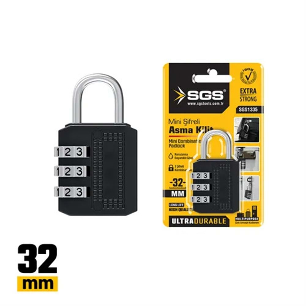 SGS1335 ŞİFRELİ ASMA KİLİT 32 MM