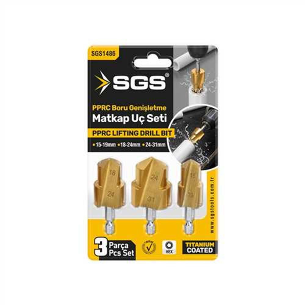 SGS1486 PPRC BORU GENİŞLETME MATKAP UCU SETİ 15-19/18-24/24-31 MM