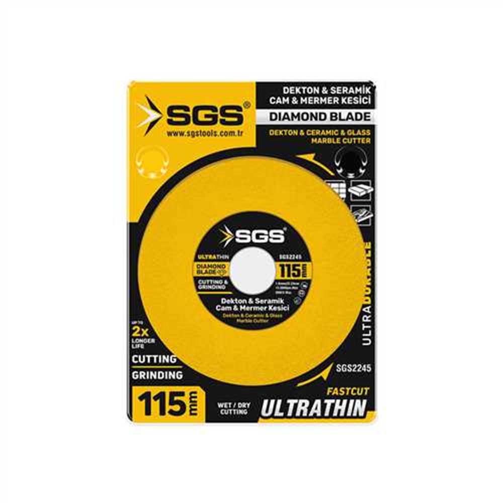 SGS2245 CAM-DEKTON-SERAMİK-MERMER HASSAS ELMAS KESİCİ 115 MM