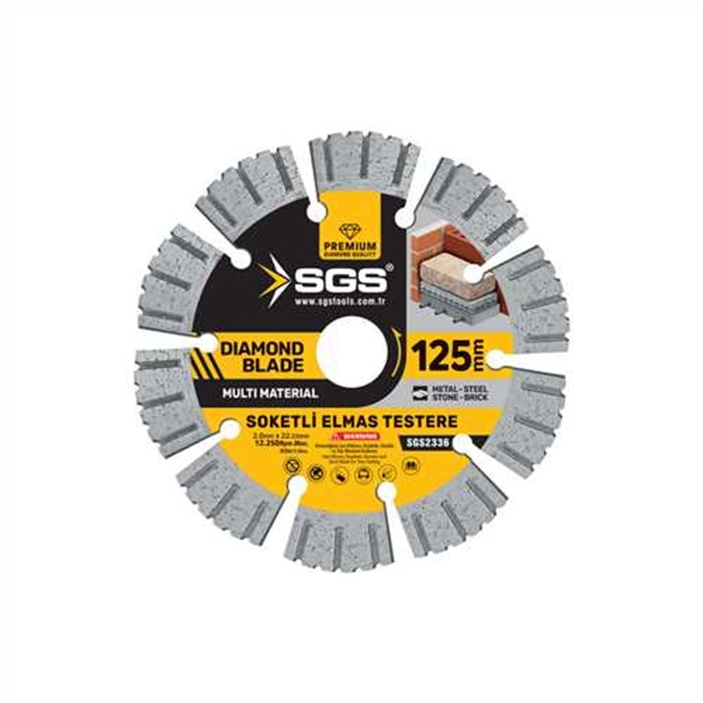 SGS2336 SOKETLİ ELMAS TESTERE MULTI-MATERIAL 125 MM