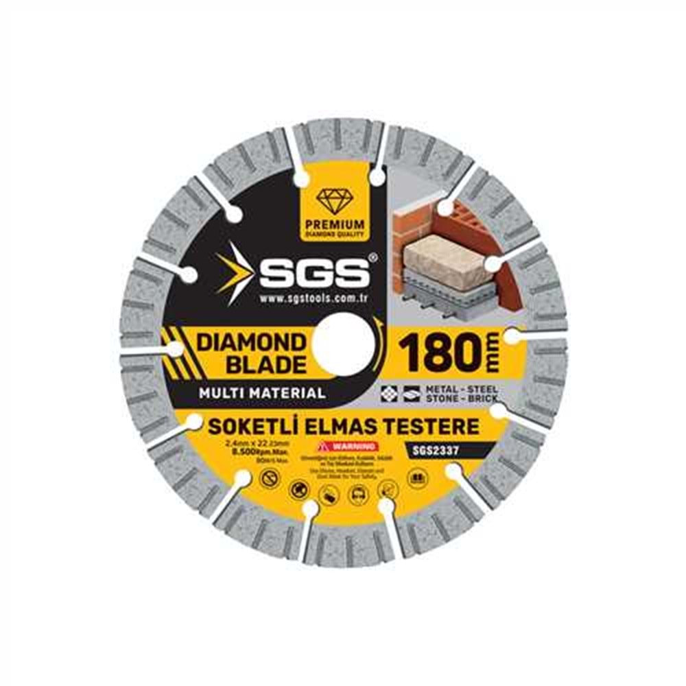SGS2337 SOKETLİ ELMAS TESTERE MULTİ-MATERİAL 180 MM