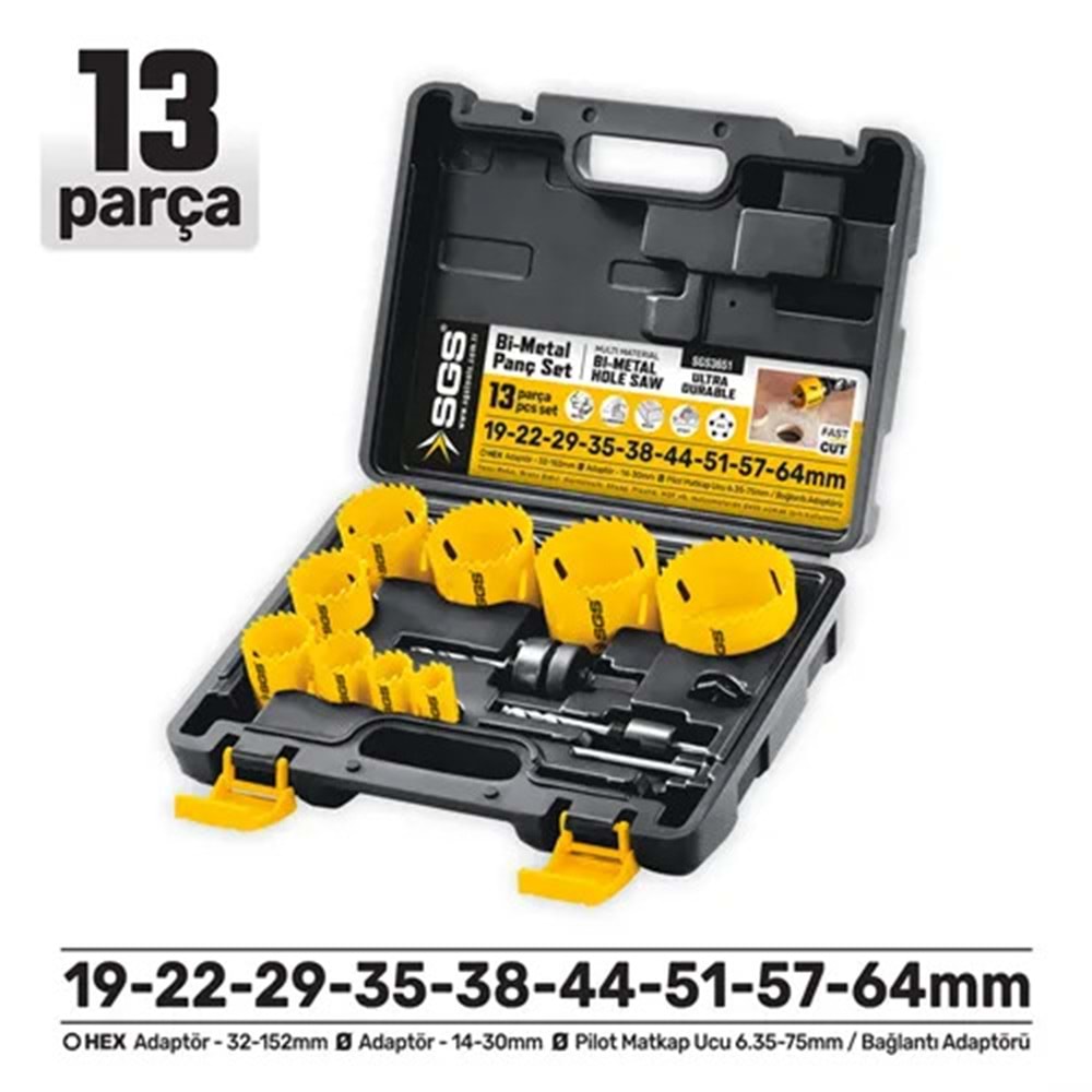 SGS3651 Bİ-METAL PANÇ SETİ 13 PARÇA