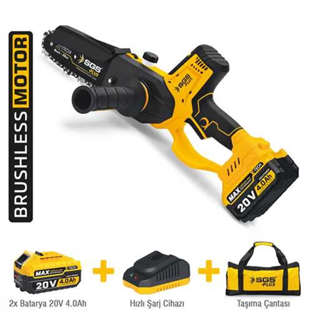 SGS5310 AKÜLÜ AĞAÇ BUDAMA TESTERESİ 200 MM 20 VOLT 2*4.0 AH