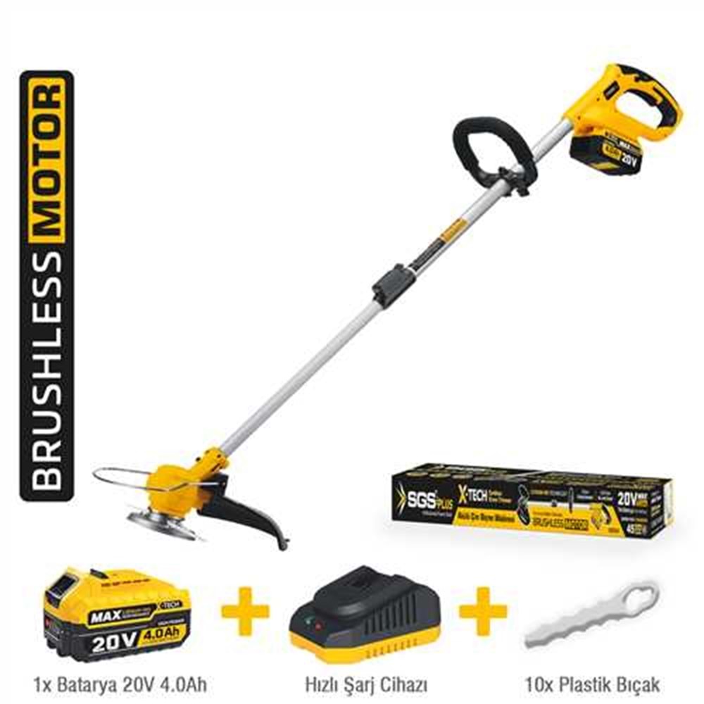SGS5340 AKÜLÜ ÇİM KENAR KESME 20 V 1*4.0 AH (KÖMÜRSÜZ MOTOR)