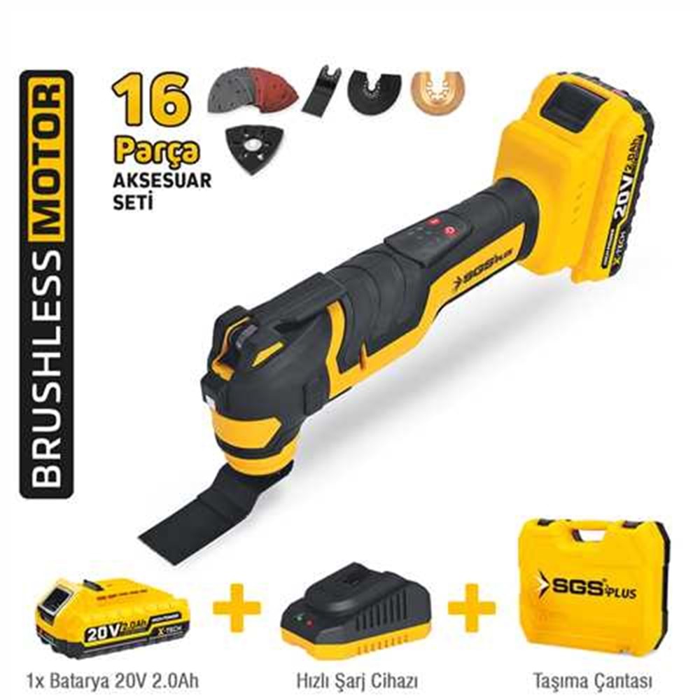 SGS5435 AKÜLÜ MULTI-TOOLS KESİCİ VE RASPALAMA MAKİNESİ 20 V 1*2.0 AH