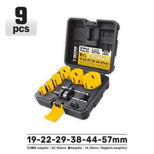 SGS3650 Bİ-METAL PANÇ SETİ 9 PARÇA