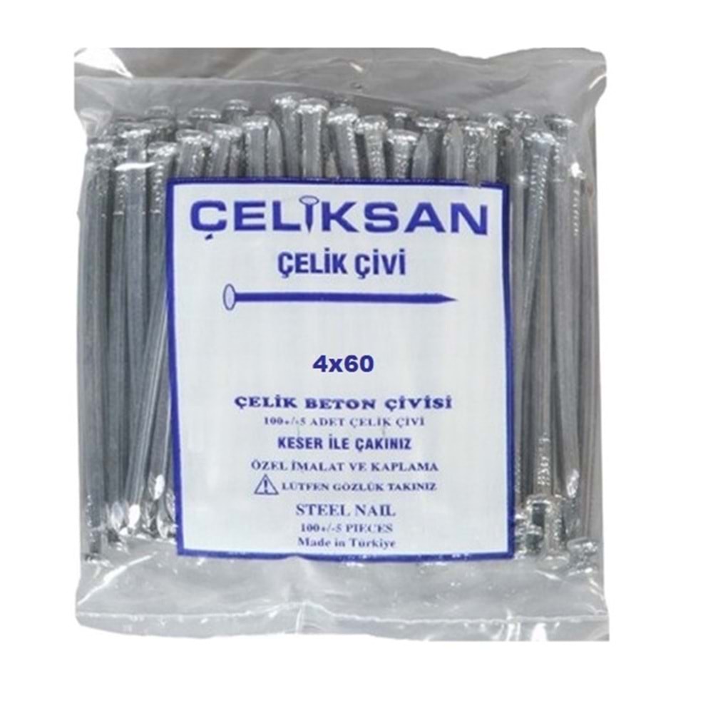 4*60 ÇELİKSAN BETON ÇİVİSİ BEYAZ OLUKLU