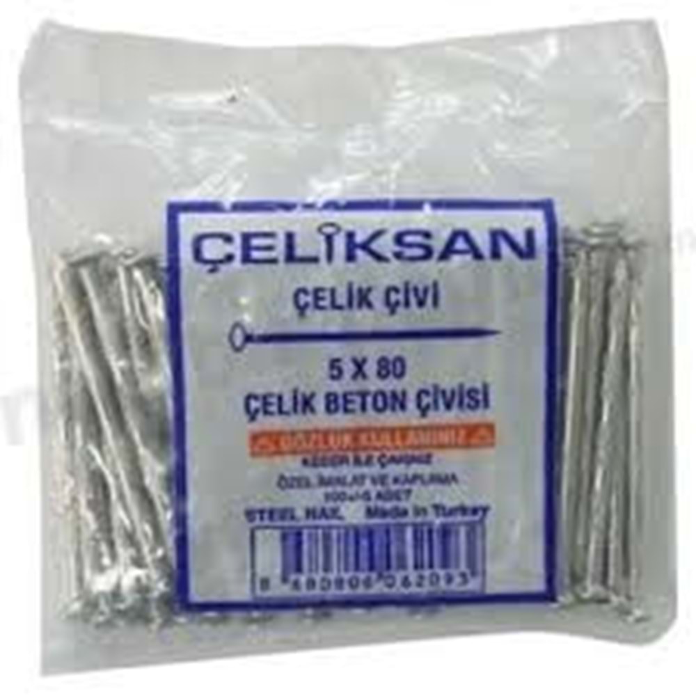 5*80 ÇELİKSAN BETON ÇİVİSİ BEYAZ OLUKLU
