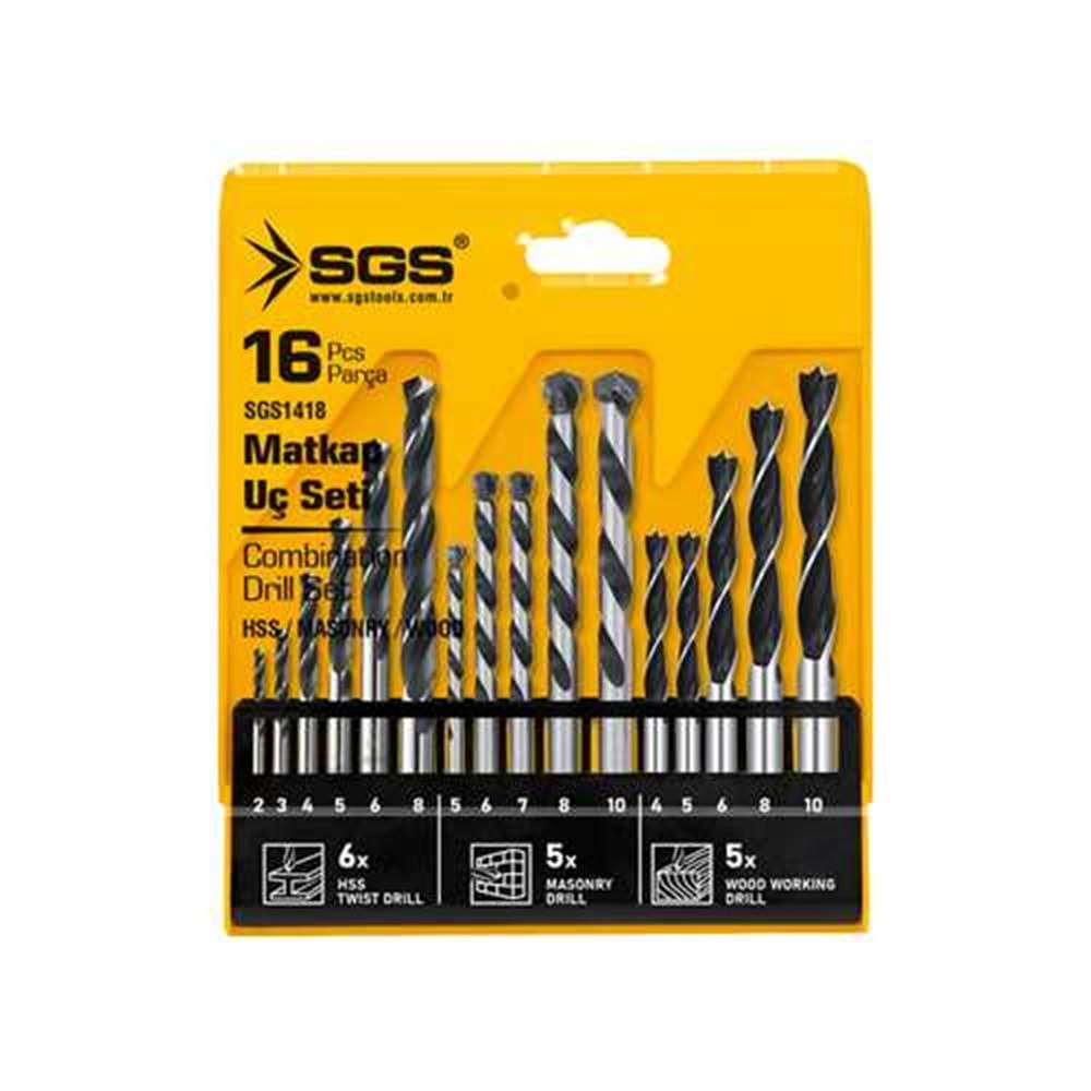 SGS1418 16 PARÇA AHŞAP/METAL/BETON MATKAP UCU SETİ
