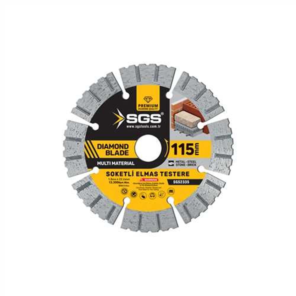 SGS2335 SOKETLİ ELMAS TESTERE MULTİ-MATERİAL 115 MM
