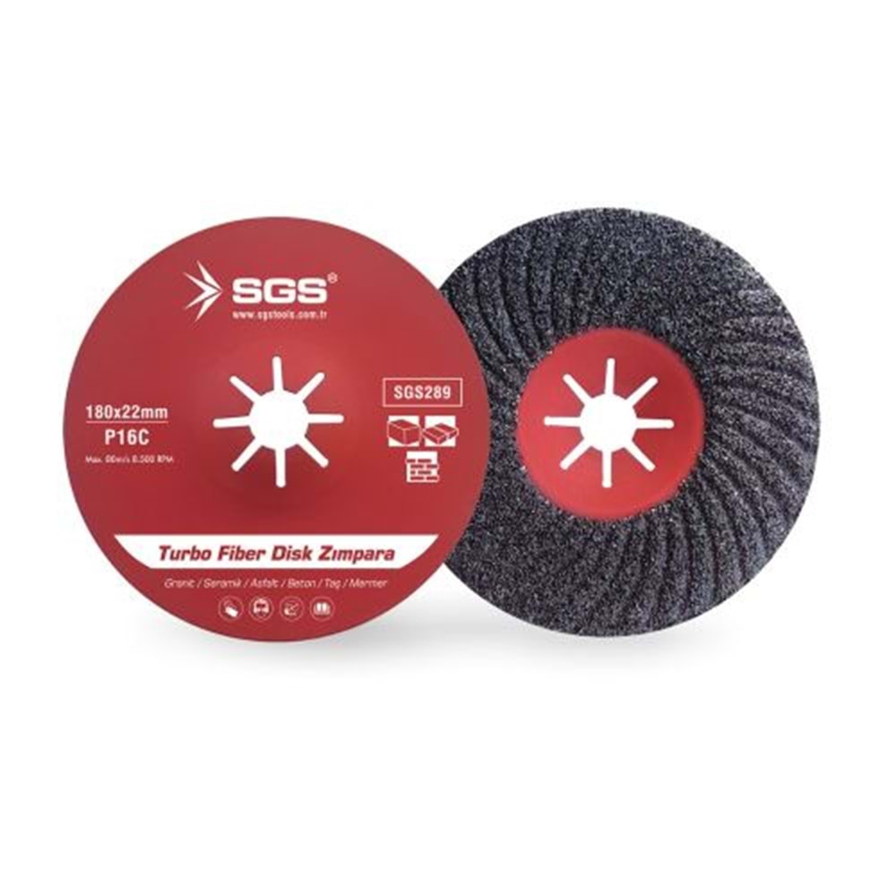 SGS289 TURBO FİBER DİSK ZIMPARA 180MM P16C
