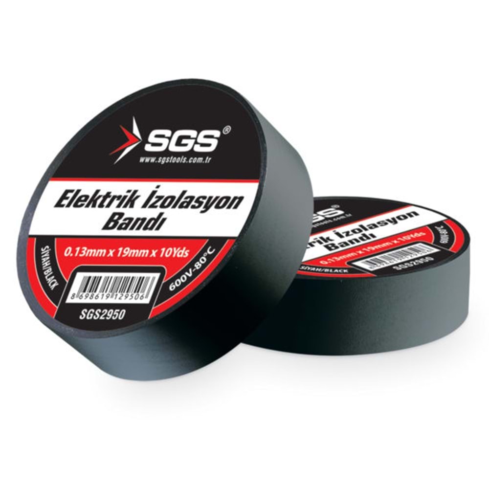 SGS2950 ELEKTRİK İZOLASYON BANDI / SİYAH / 19MM X 10 YRD