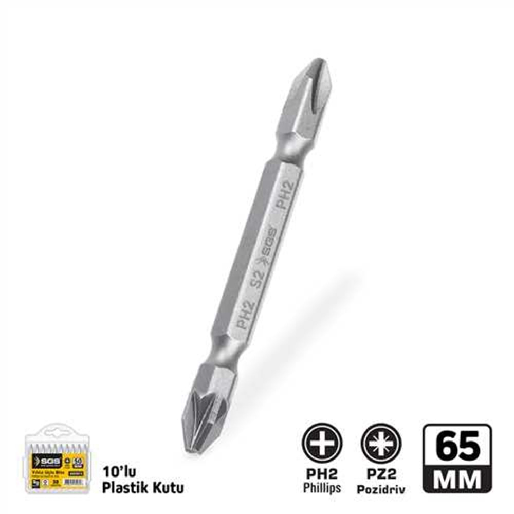 SGS3977 ÇİFT YÖNLÜ BİTS UÇ PH2/PZ2*65 MM SAND-PRO SERİES