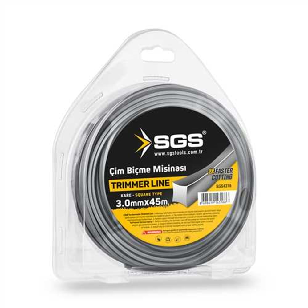 SGS4316 TIRPAN MİSİNASI 3.0 MM 45 MT KARE (GRİ)