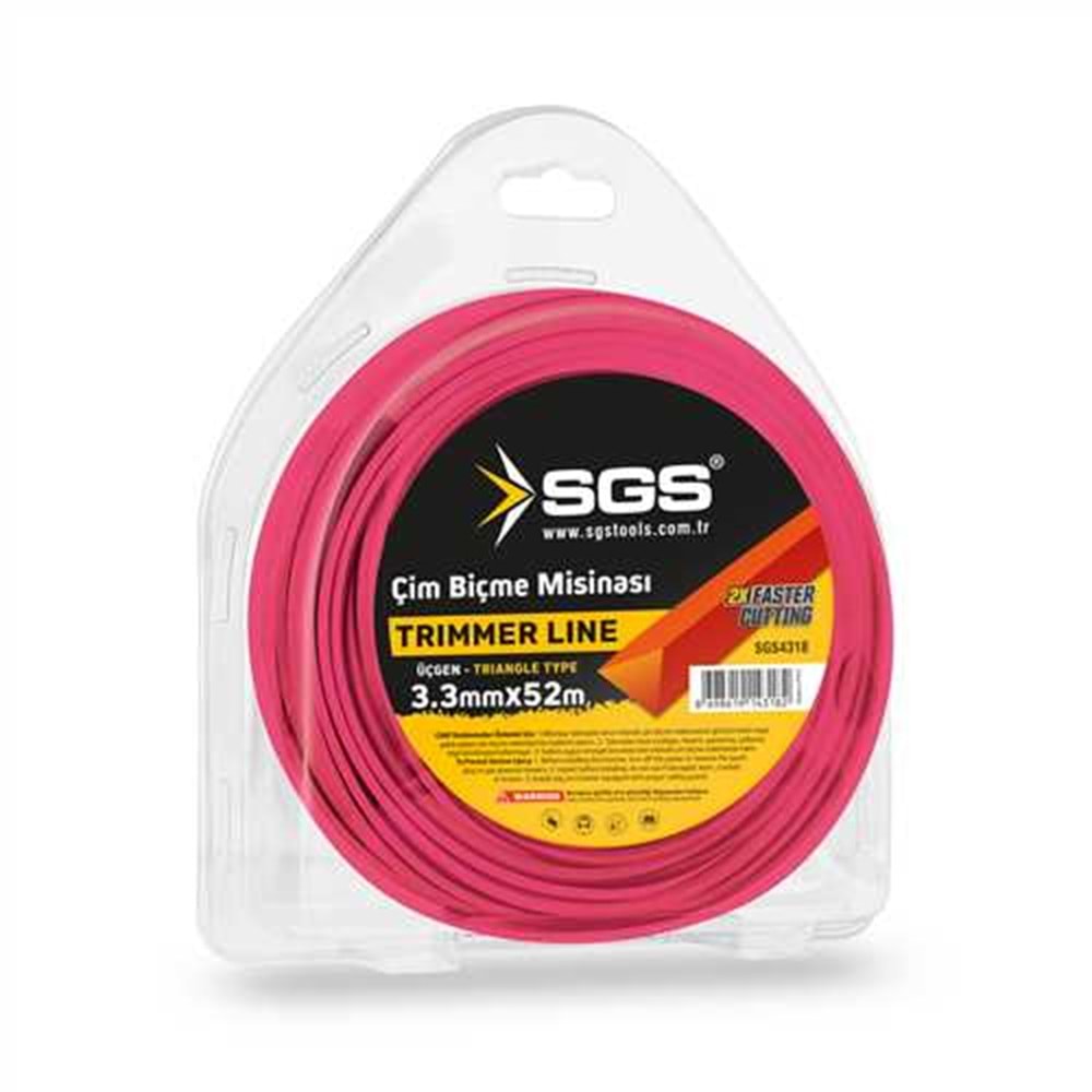 SGS4318 TIRPAN MİSİNASI 3.3 MM 52 MT ÜÇGEN (KIRMIZI)