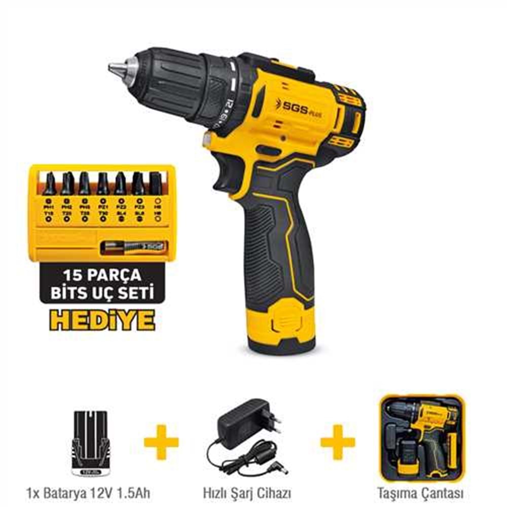SGS5147 AKÜLÜ VİDALAMA SETİ 12 VOLT (1*1.5 AH) (BİTS UÇ SETİ)
